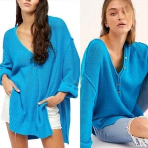 SOLD - Free People We the Free Firefly Tunic Oversized Sweater Surf Blue